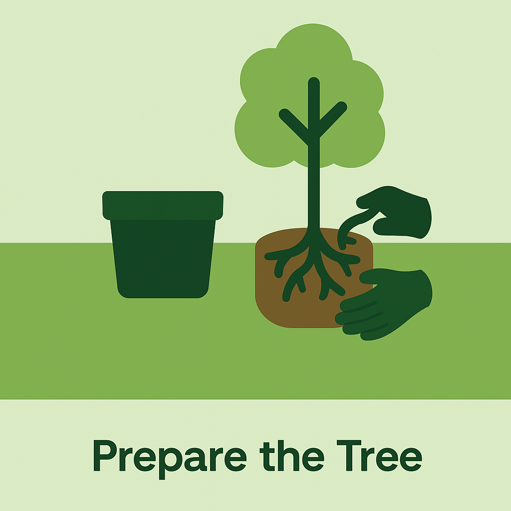 Preparing a tree's roots by loosening them