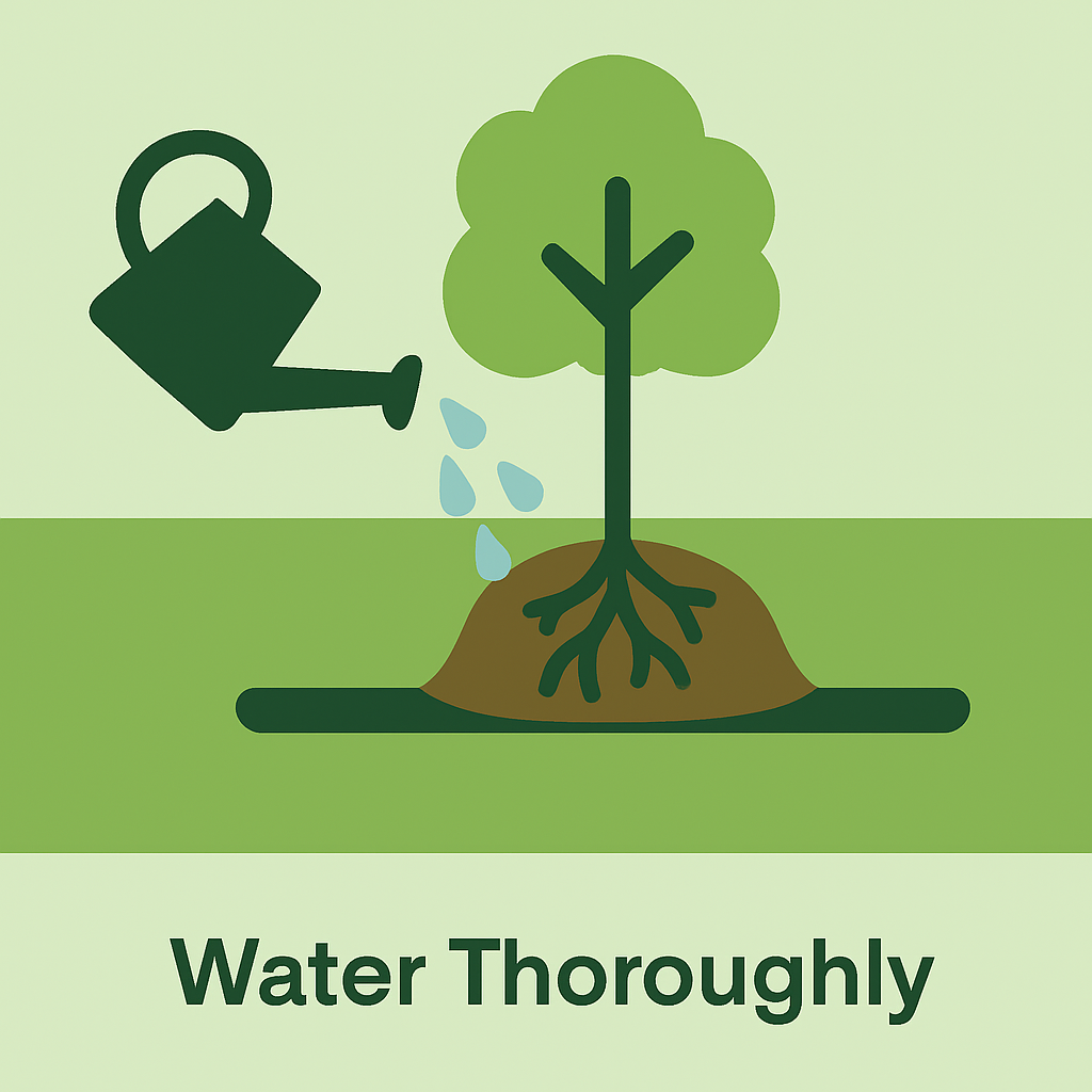 Watering a newly planted tree thoroughly
